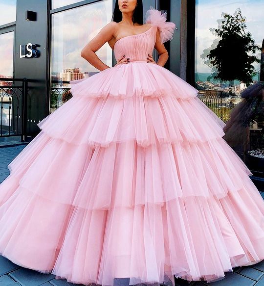 pink ball gown prom dresses 2020 one ...